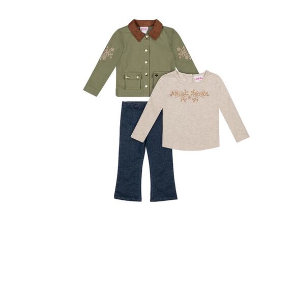 Little Lass Toddler Girls' Jacket, Tee, and Pant 3-Piece Set, Sizes 2T (17) - Picture 2 of 6